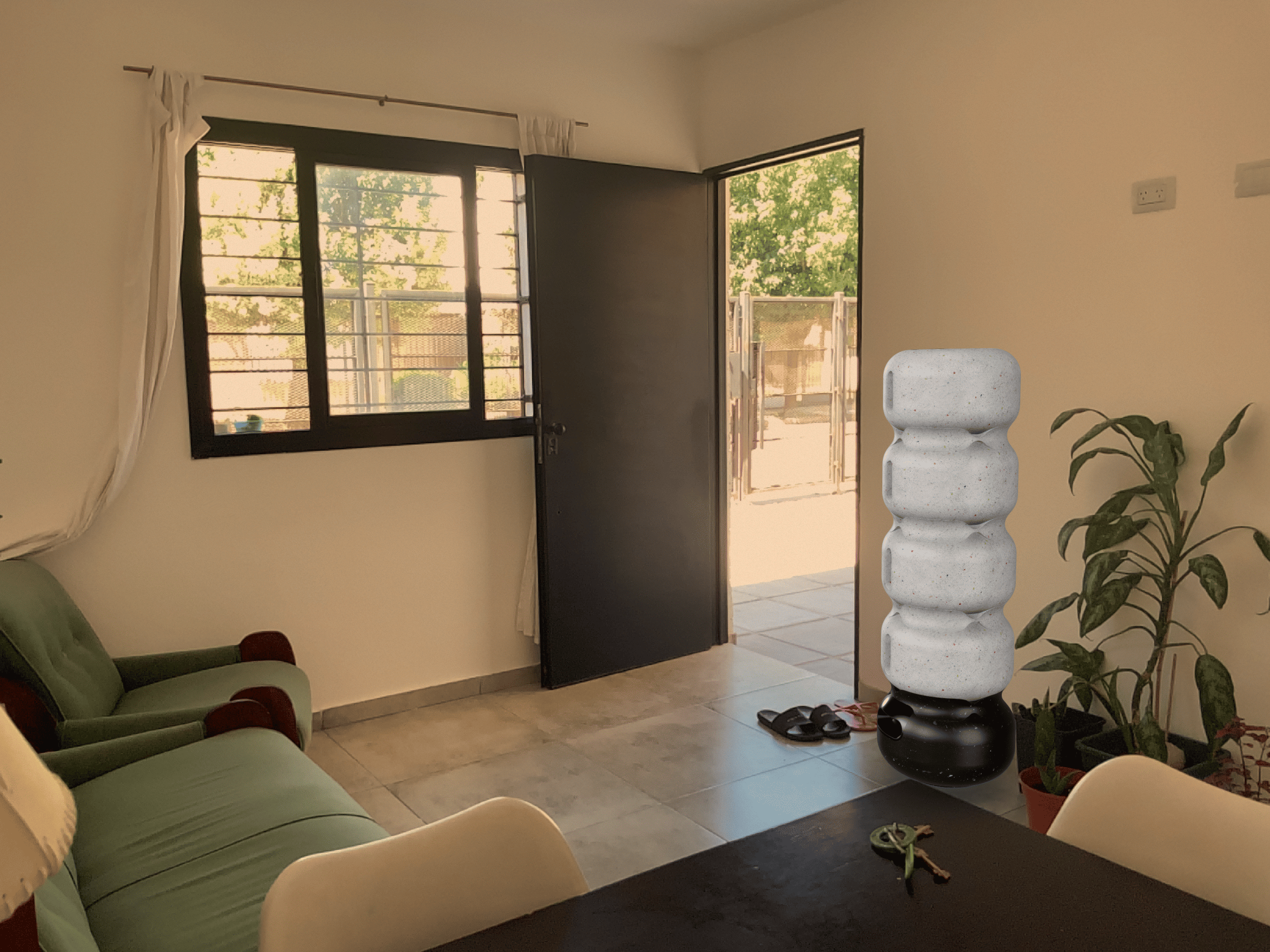 Prototipo físico MONERA M1 en una habitación